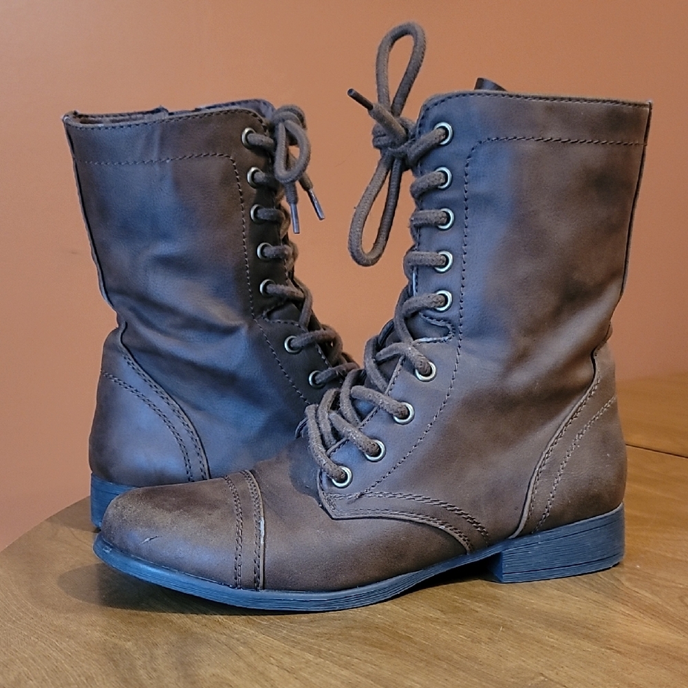 Target Brown Combat Moto Boots Lace-Up
